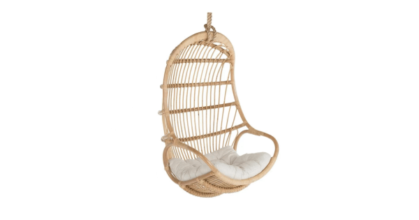 BohoBoho Ortu Rattan Hanging Chair with Stand Natural
